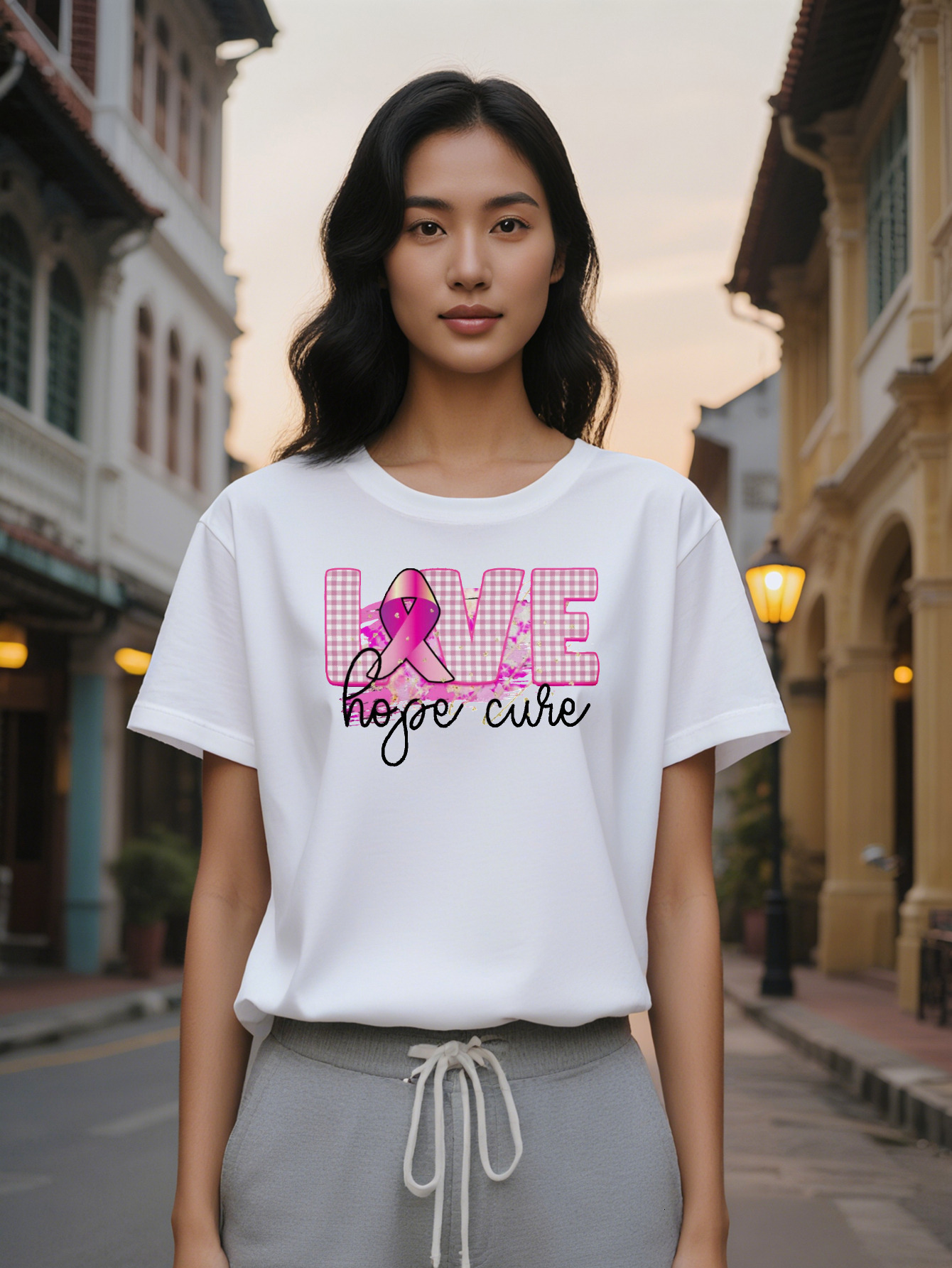 Casual Round Neck T-Shirt Print Design Top a Gift for Women 3d53b