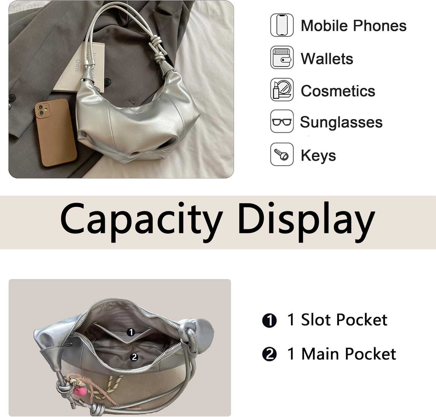 Small Shoulder Purse for Women Summer Crescent Hobo Bag Y2K Trendy PU Leather Crossbody Handbag with Adjustable Strap M250903