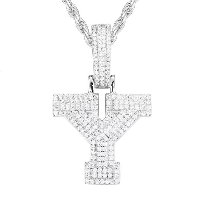 925 Silver Moissanite Letter Pendant Elegant Hip Hop Necklace with Rhodium Plating Gold Jewelry Ice Out Design