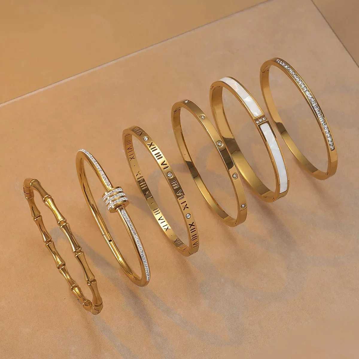 Yupsk Stainl Steel Bracelets for Wen Mtiple Styles Gold Color NonFading Bangles Fashion Jewelry Accory Gift S250904