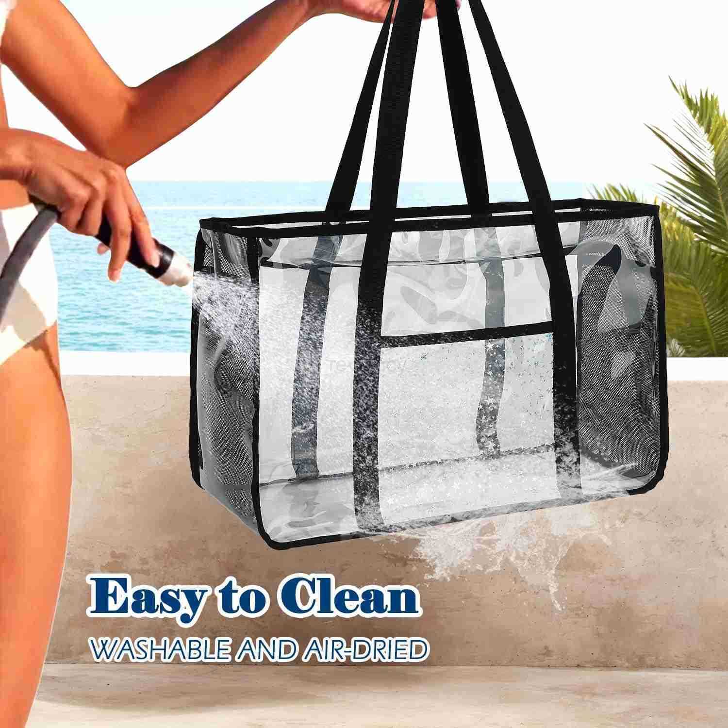 Bag for Women Large Pool Tote Cruise Vacation Essentials Zipper Closure Waterproof SandproofW250904