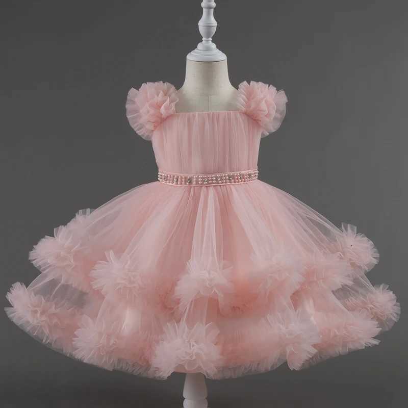 Baby dress 0-5 years old birthday party wedding sleeveless mesh fluffy cute girl princess dress Z250904