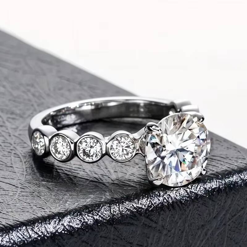 Trendy Engagement 3Carat Moissanite Wedding Anniversary Party Ring in Gold Plated Elegant Moissanite Ring