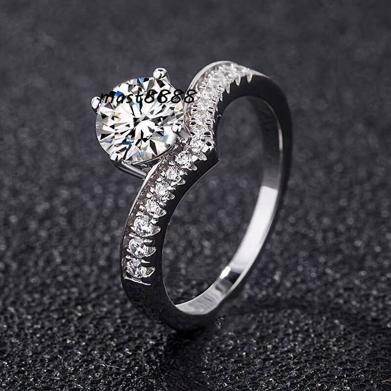Forever love Promise Queen Joyful Charming Moissanite Luxury Silver 925 Simple Women Ring