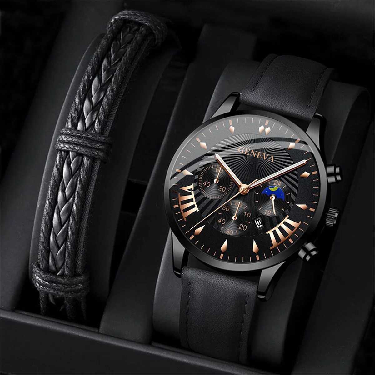 Fashion Mens Sports Watches 12PCS Set Man Business Leather Bracelet Quartz Watch Luxury Men Casual Cndar Clock Reloj Hbre X250904