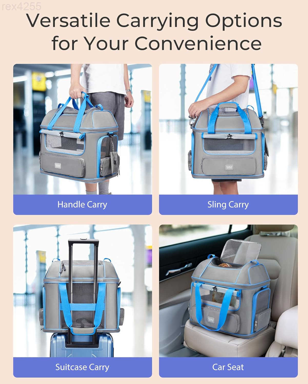 Cat Dog Carrier NOBLE DUCK SoftSided Pet Carrier Airline Approved Large Small Medium Collapsible Portable Travel Up to 25 Lbs BlackW250904