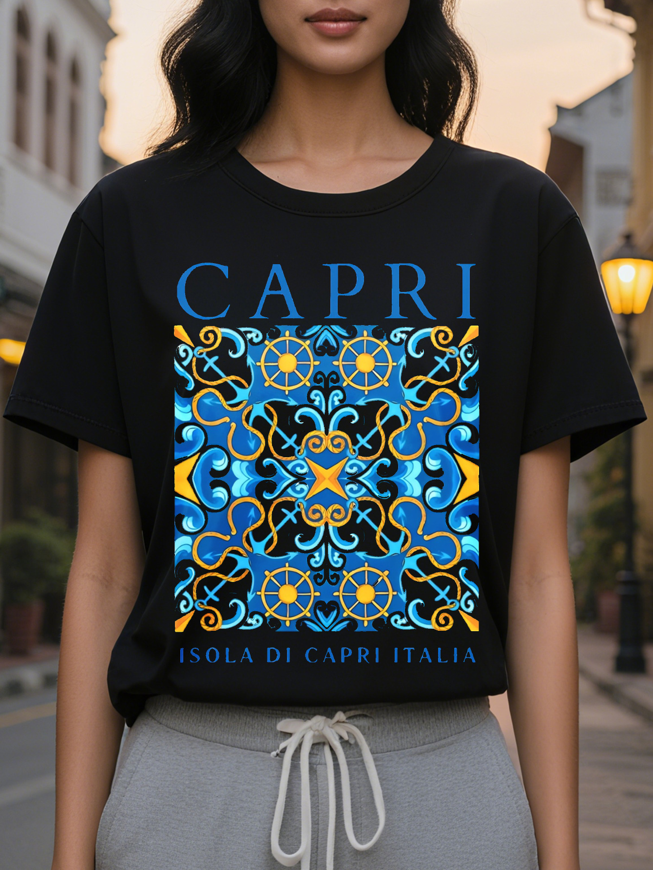 Large XL Graphic Letter Printed Women's Spring and Summer Clothing Combined Version V Neck T Shirt Plus Size