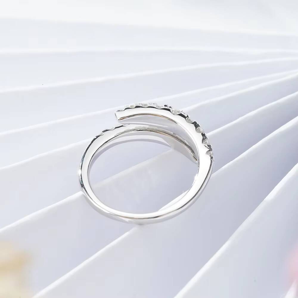 Spiral DNA Silver Promise Girls Luxury Design Mood Rings Sterling Silver Moissanite Wedding Ring