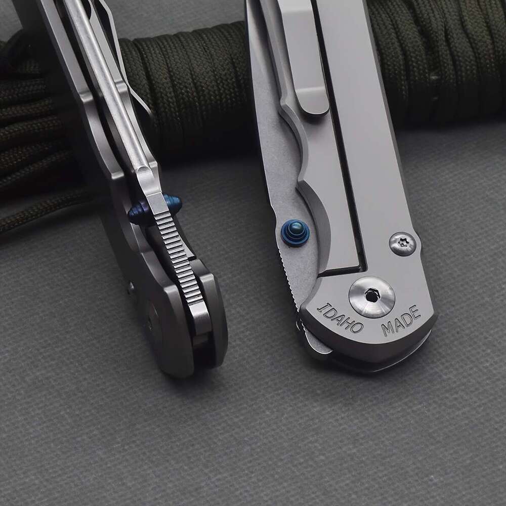 1pc Tactical Folding knife with S35VN Steel Blade Full-Titanium construction, Spear Point, V-Ground Edge, ambidextrous design, lanyard hole Outdoor, H