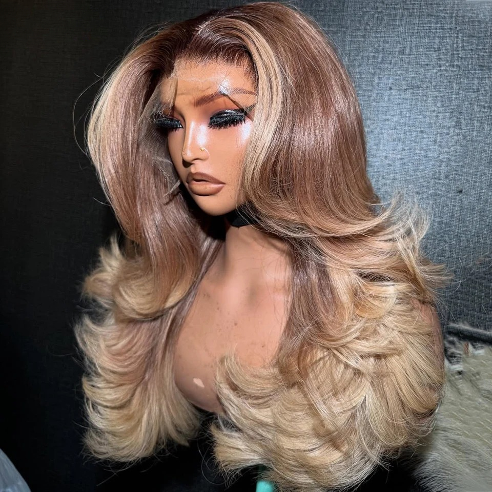 Ombre Blonde Wig Human Hair Body Wave Lace Frontal Wigs Pre Plucked Hd Lace Wig 13x6 Human Hair 250 Density Gluelesss Ombre Colored