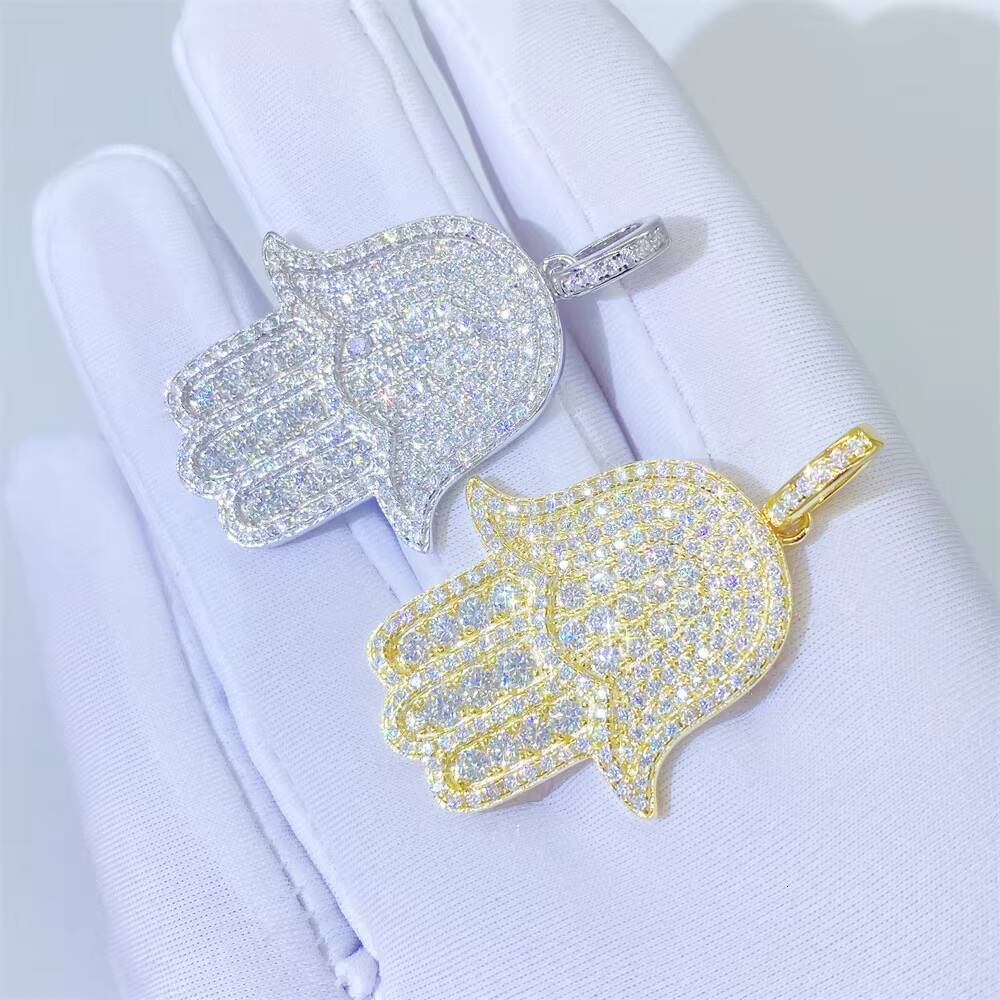 Moissanite Rhinestone Luxury Pendant Palm Shape Sterling Silver Pendant