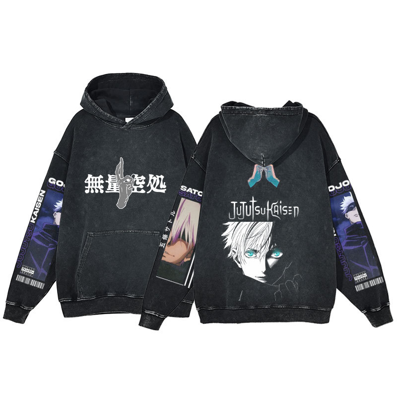 Anime Jujutsu Kaisen Fall/Winter New Arrival Hoodie Printed Harajuku Washed Hooded Sweatshirt Men's - VT2746