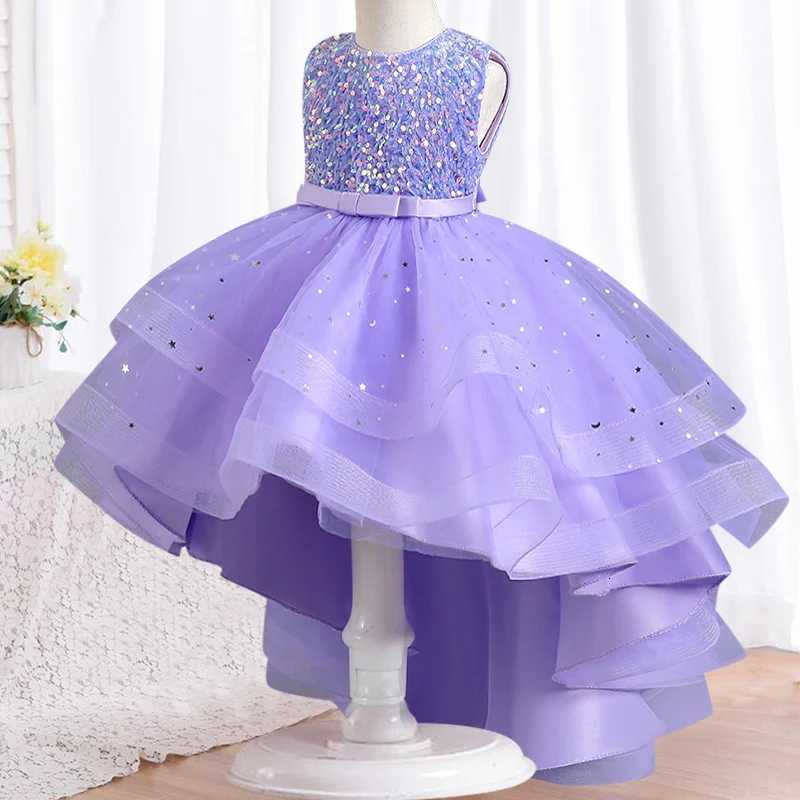 Girls Sleeveless Sequin Jumpsuit Trailing Birthday Communion Party Dress Flower Girl Pageant Party Dress Trailing Sequin Tulle Z250904