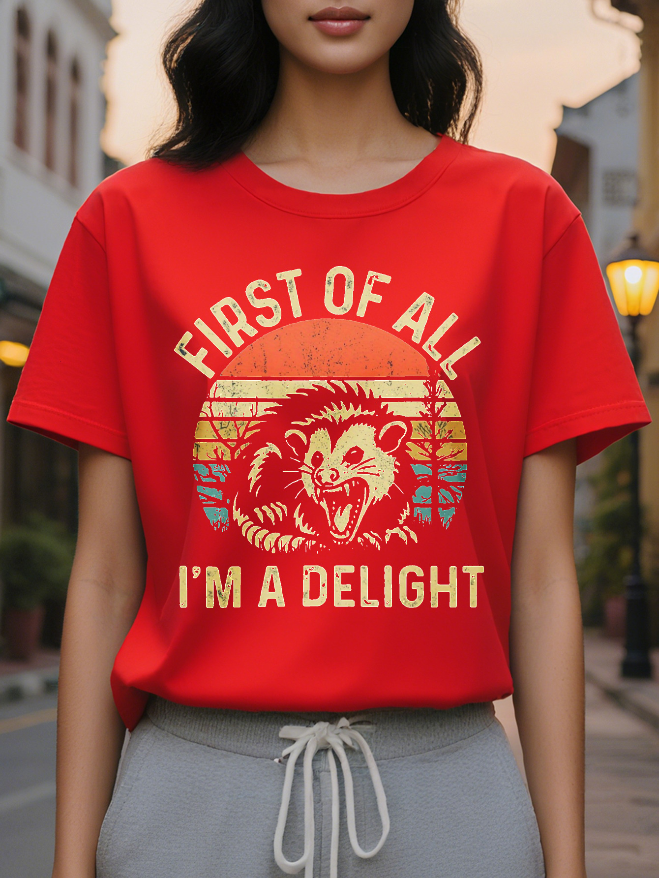 Large XL Women s Casual Crew Neck T Shirt with Alphabet Print Cotton Rayon Spandex Versatile Plus Size