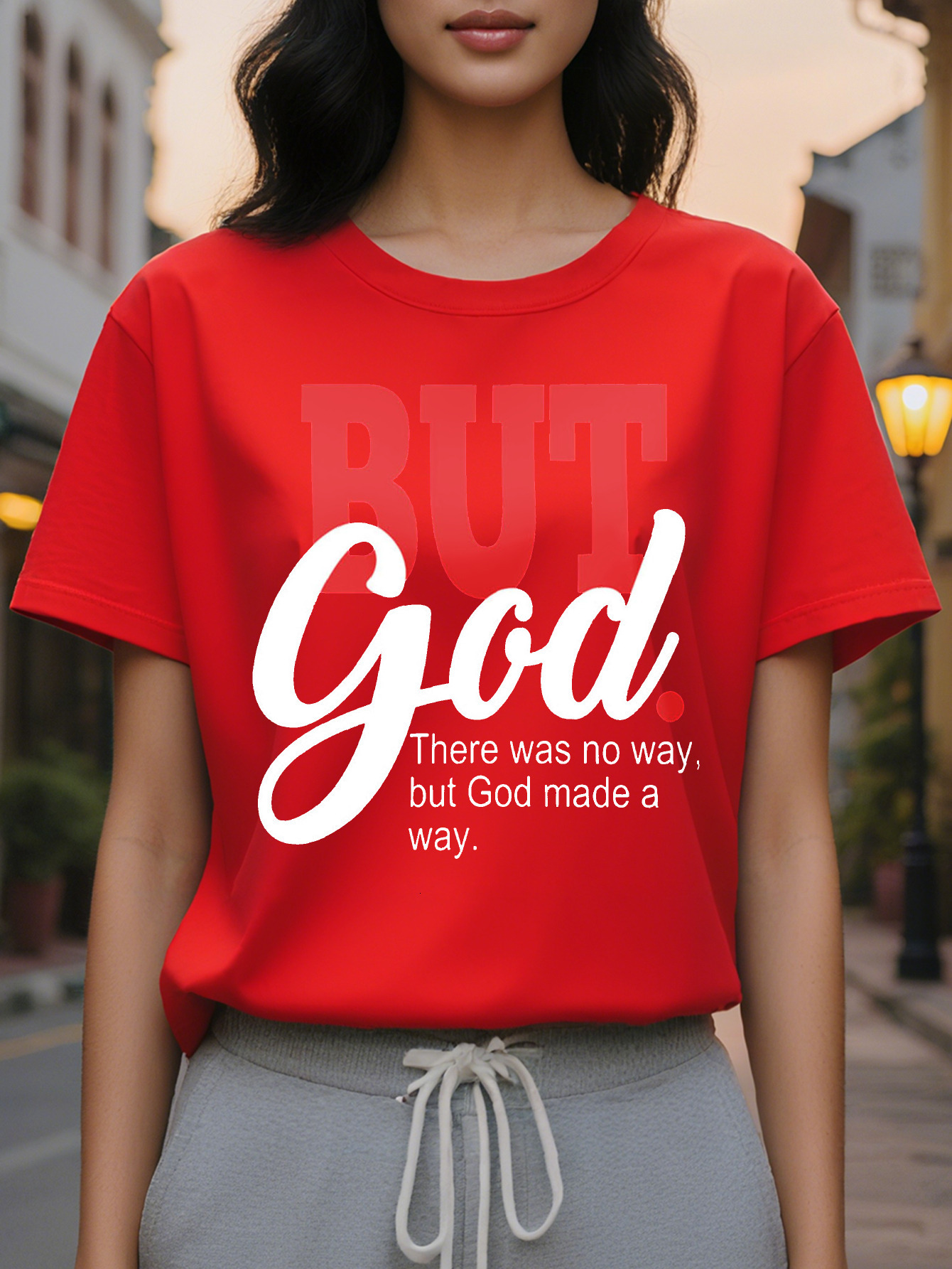 Large XL Alphabets Print Crew Neck Casual T-shirt Soft Mid Elasticity Cotton Fabric High Washable Regular Length Knit Plus Size