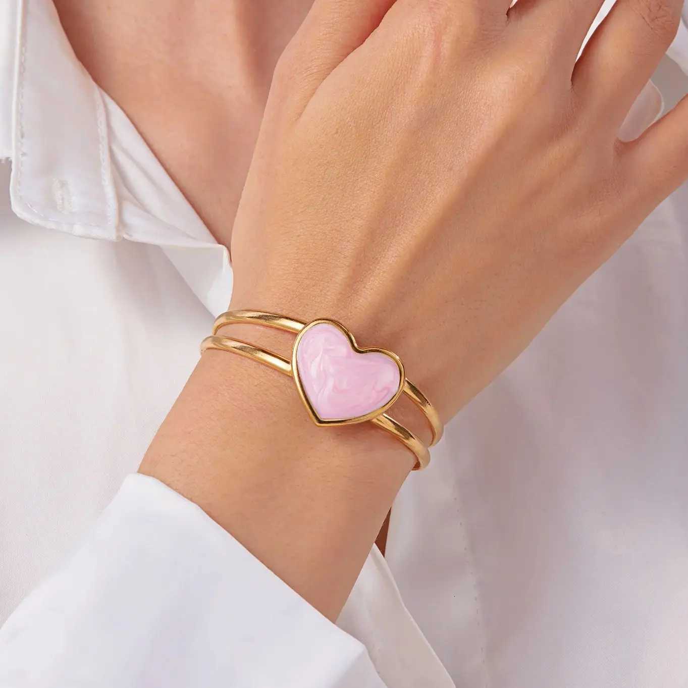 Fashion Double Layer Hollow Bracelets for Women Exquisite Simple Stainless Steel Opening Cuff Bangles Party Daily Jewelry Y250904