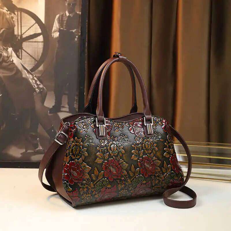 Ele Large Capaci Crossbody Bag For Middle-Aged Women Faionable Floral Single Oulder Handbag Sli Briti Sle