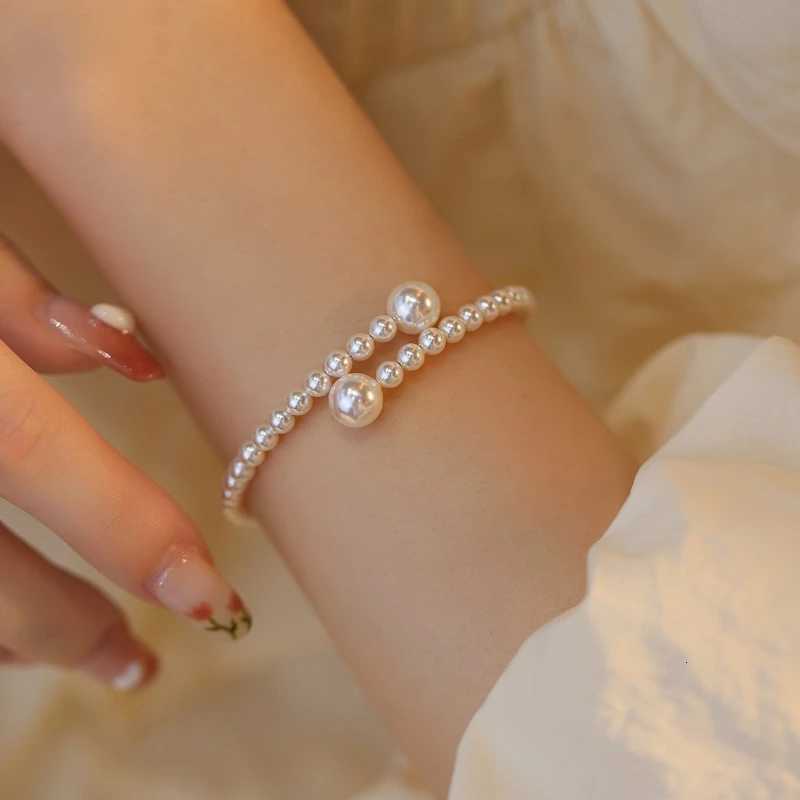 french vintage pearl bracelet simple acrylic ball adjustable cuff bracelet for women fashion jewelry dropshipping W250904