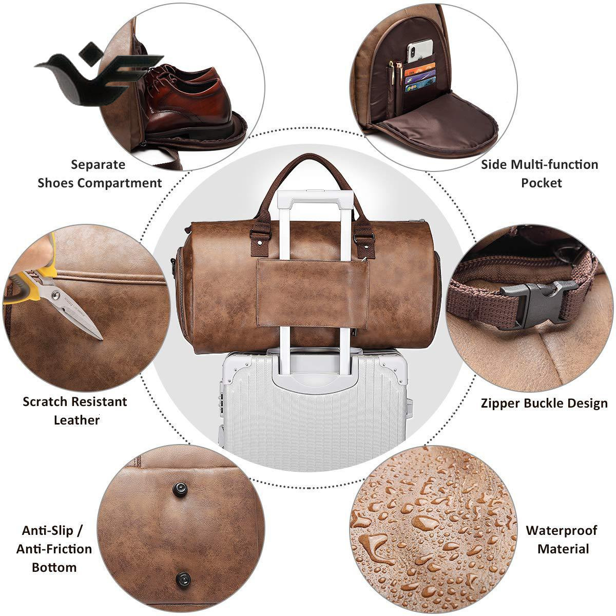 Feiyan Free Shipping New Designer Bag Luxury Shopping Bag Leather Travel Bag Carry Clothing Bag Leather Clothing Luggage Bag Convertible Men's Su