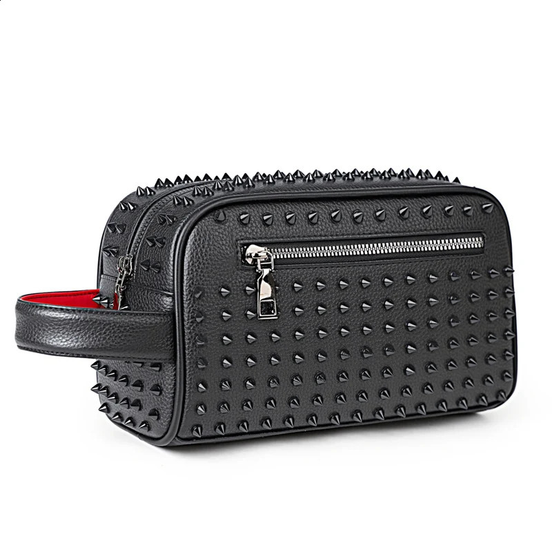 Fashion Rivet n Men Bag High Quality PU Leather Clutch Bags Money Purse For Cyberpunk Style Waist Strap Wallets Sac 250903