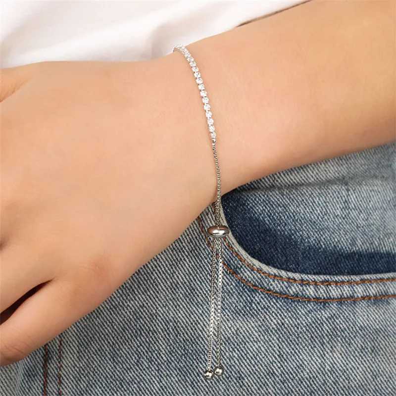 Fashion Charm CZ Tennis Bracelet for Women Crystal Zircon Jewelry Adjustable Gold Color Silver Color Box Chain Bracelets GiftXJ250904
