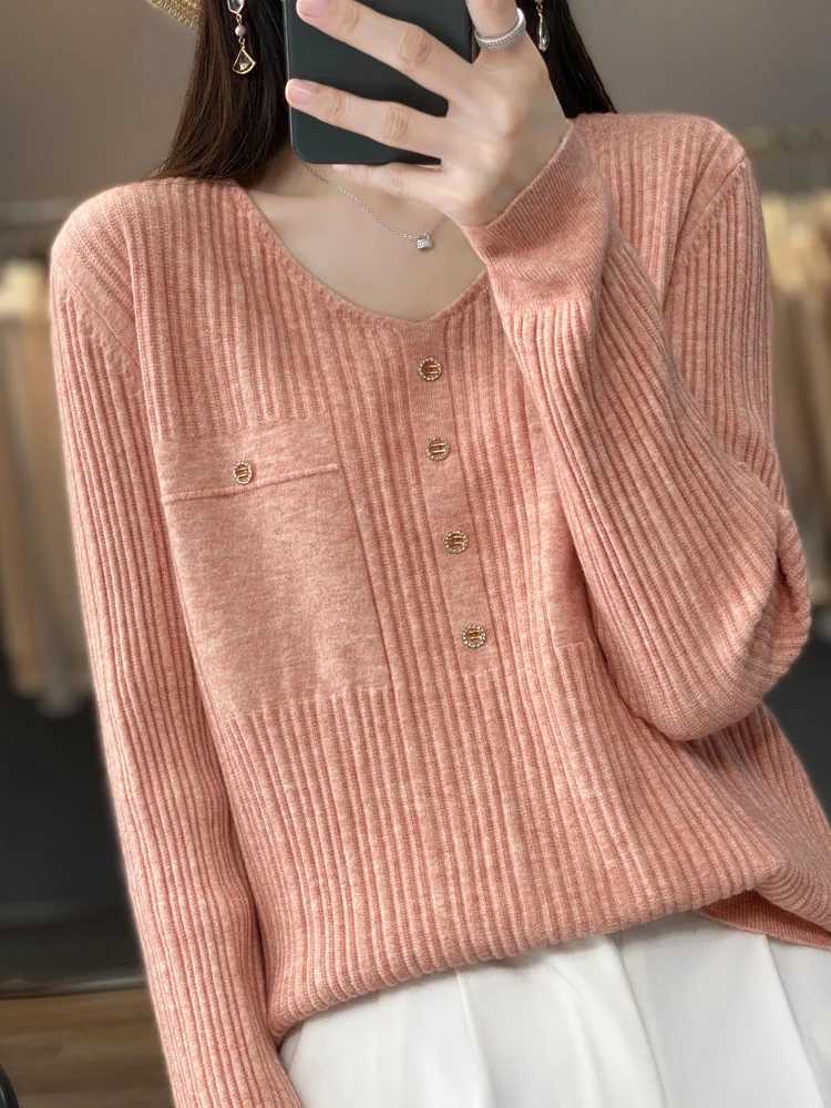 Spring Summer Women Pullovers Long Sleeve Vneck Bottoming Shirts Loose Kniited Sweater Korean Fashion Soft Inner Jumpers M250904