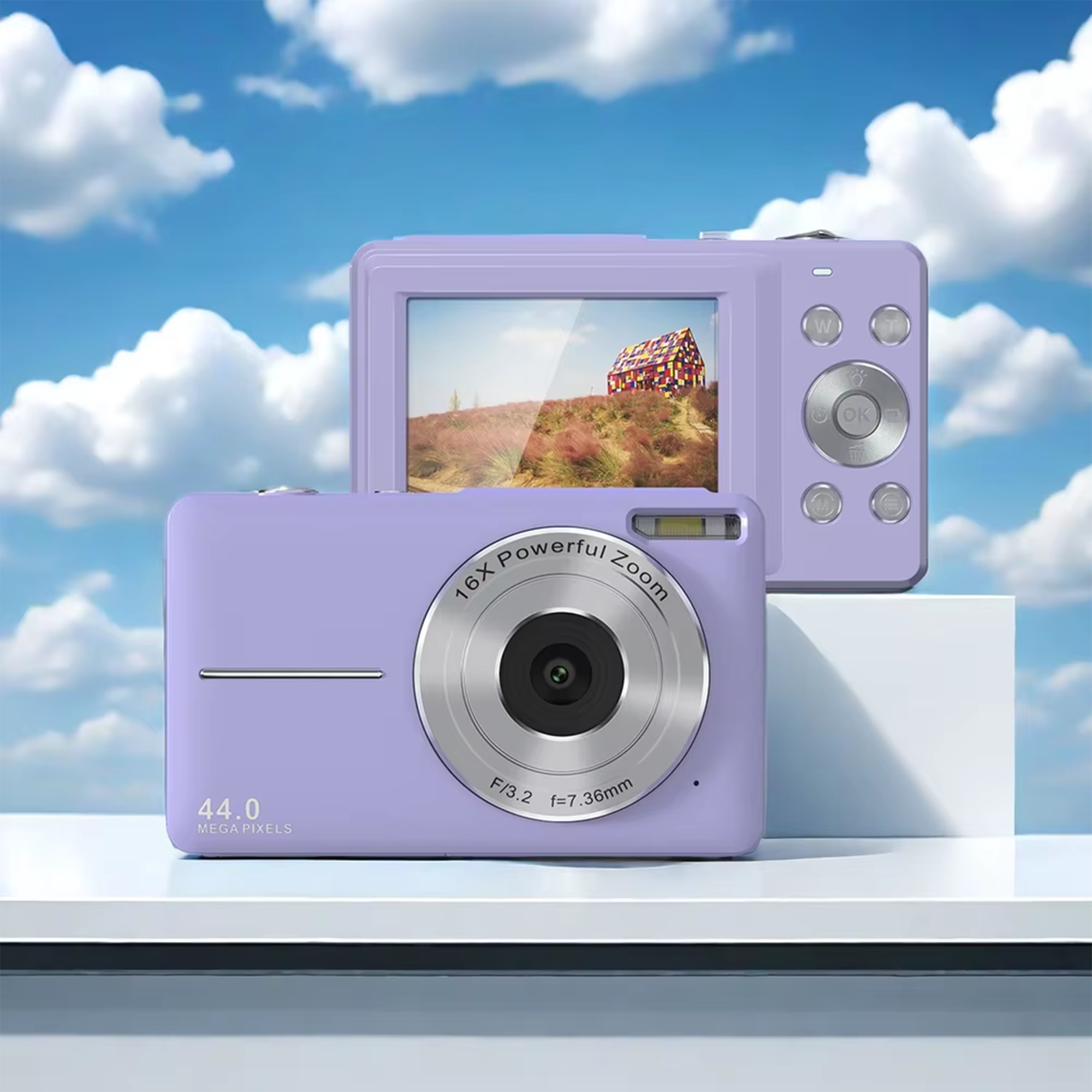 Digital Camera for Kids 44MP FHD 1080P Point and Shoot Digital Camera with 32GB SD Card 16X Zoom Anti-Shake Compact Camera Gift for Boys Girls Teens B