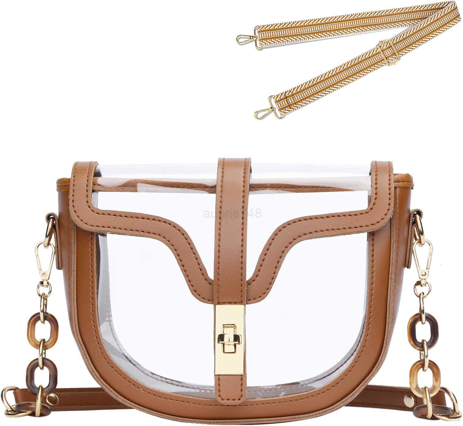 Clear Crossbody Bag for Women Stadium Approved Vegan Leather Concert Shoulder Sports SeeThrough Purse M250904