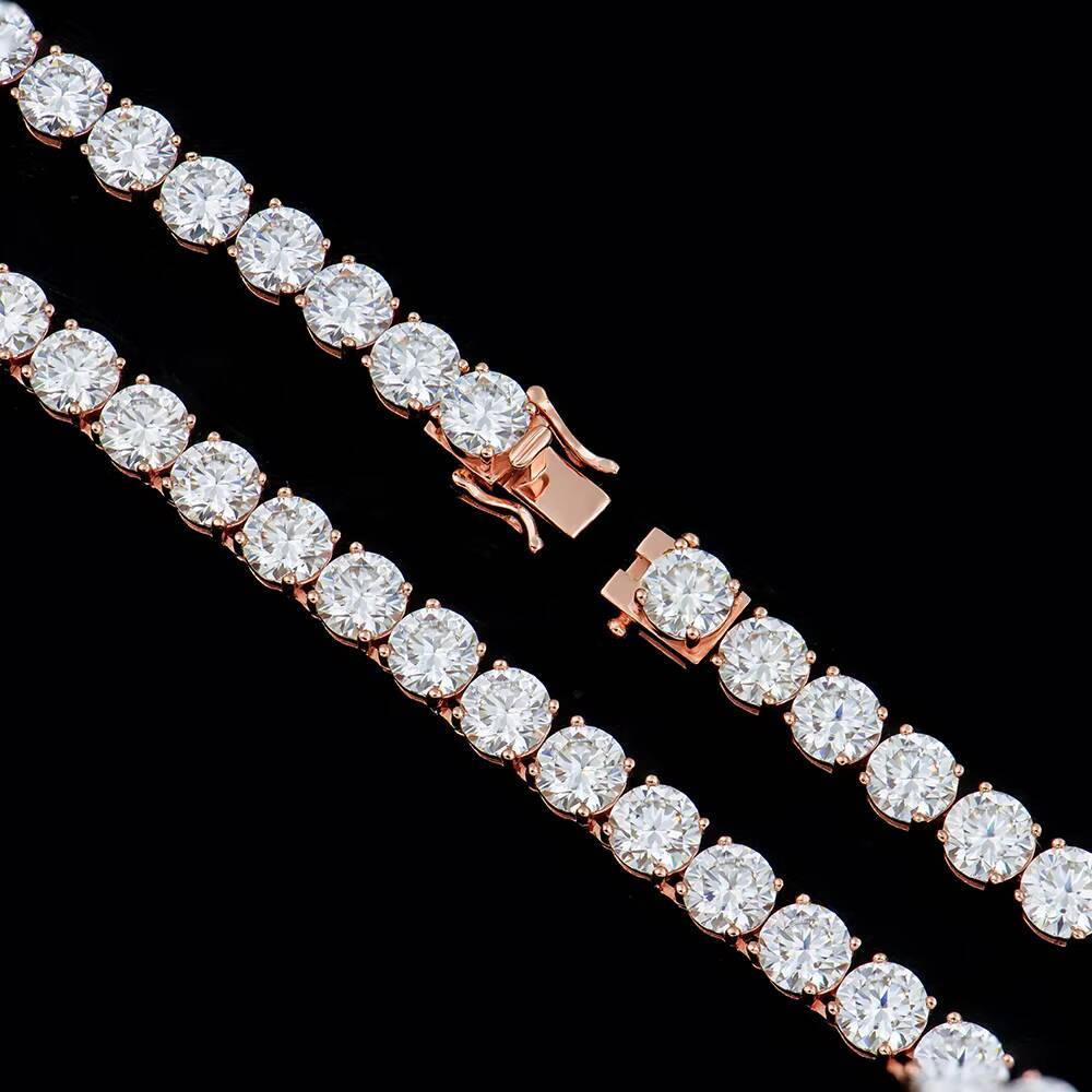 Rose Gold Plated Over S925 Necklace with SingleRow 6mm HipHop Moissanite Tennis Chain Simplicity Meets Elegance Classic Charm