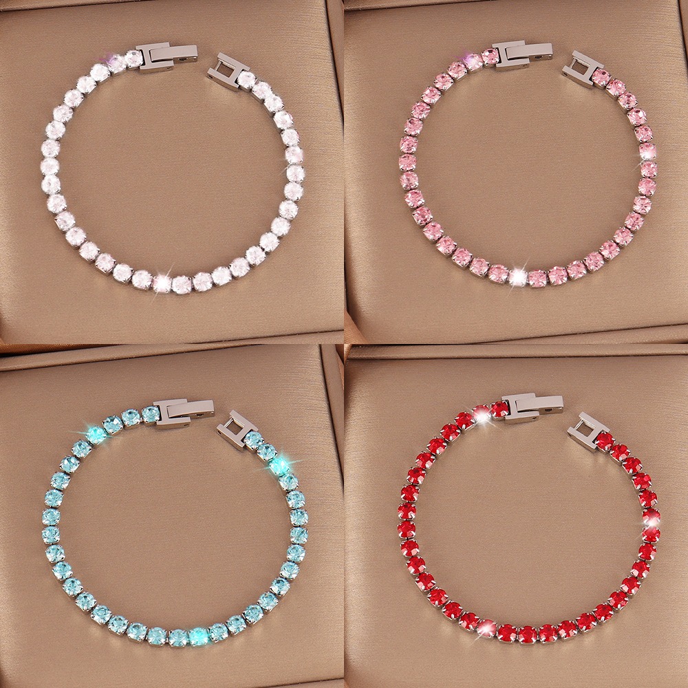 tennis bracelet designer jewelry bracelet Stainless steel 4mm zircon tennis player Colorful diamonds designer bracelet bracelets bracelet luxe jewlery bangles