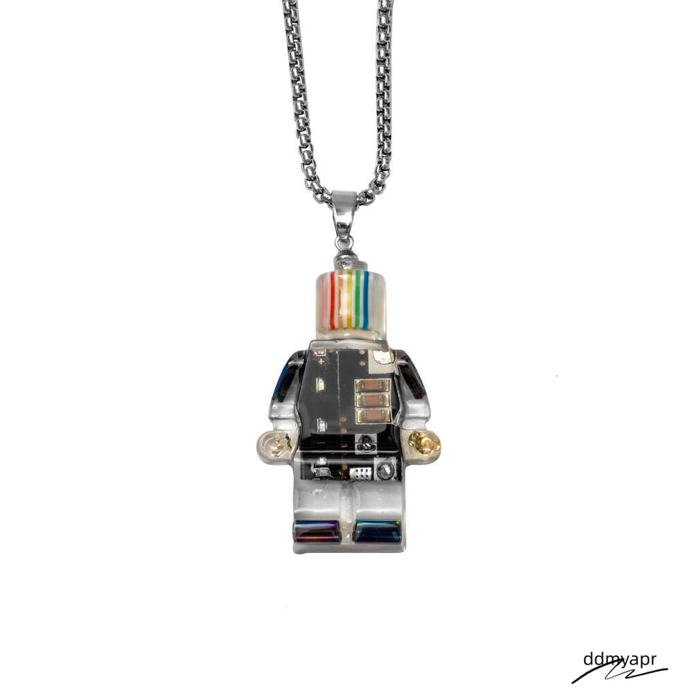 Hip-Hop Ddmyday Punk Style Small Electronic Robot Rainbow Necklace Pendant Sweater Chain Ddmyday