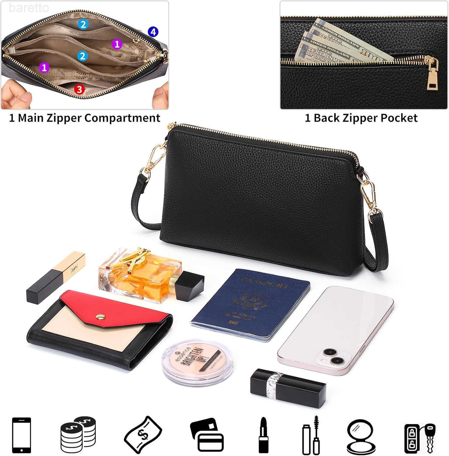 Crossbody Bags for Women RFID Blocking Leather Cross Body Bag Purses Womens Crossbody Handbags with Wristlet Strap M250904