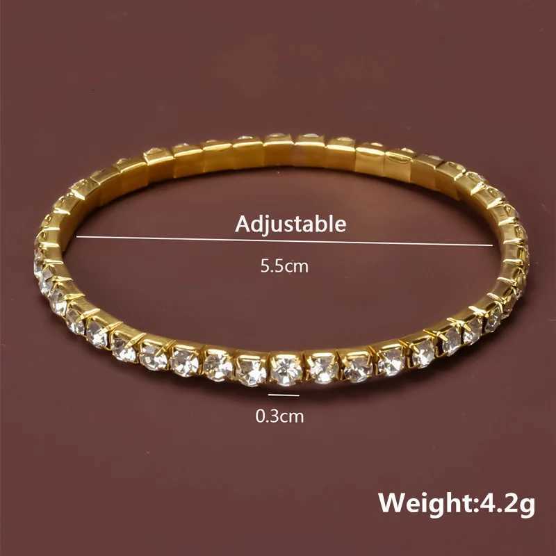 Women Crystal Bangles Rhinestone Elastic Round Bracelets for Female Gold Color Wrist Accories Fashion Wedding JewelryXJ250904