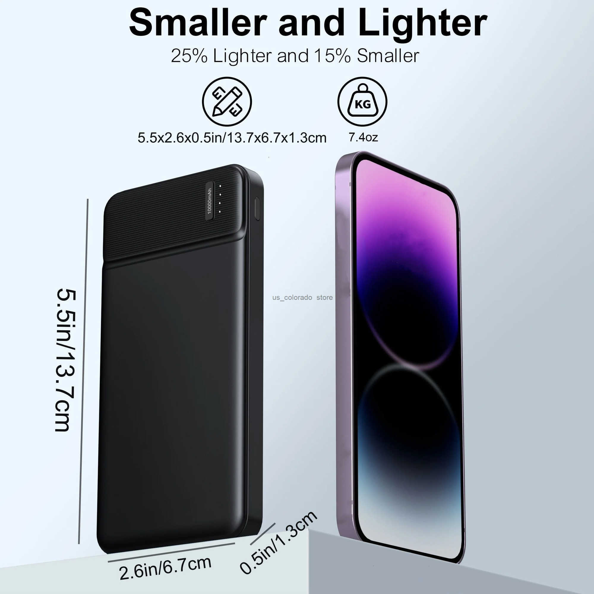 Portable Charger Power Bank 10000mAh PD 225W Battery Pack Slim Design 3 Outputs 2 Input Z250904