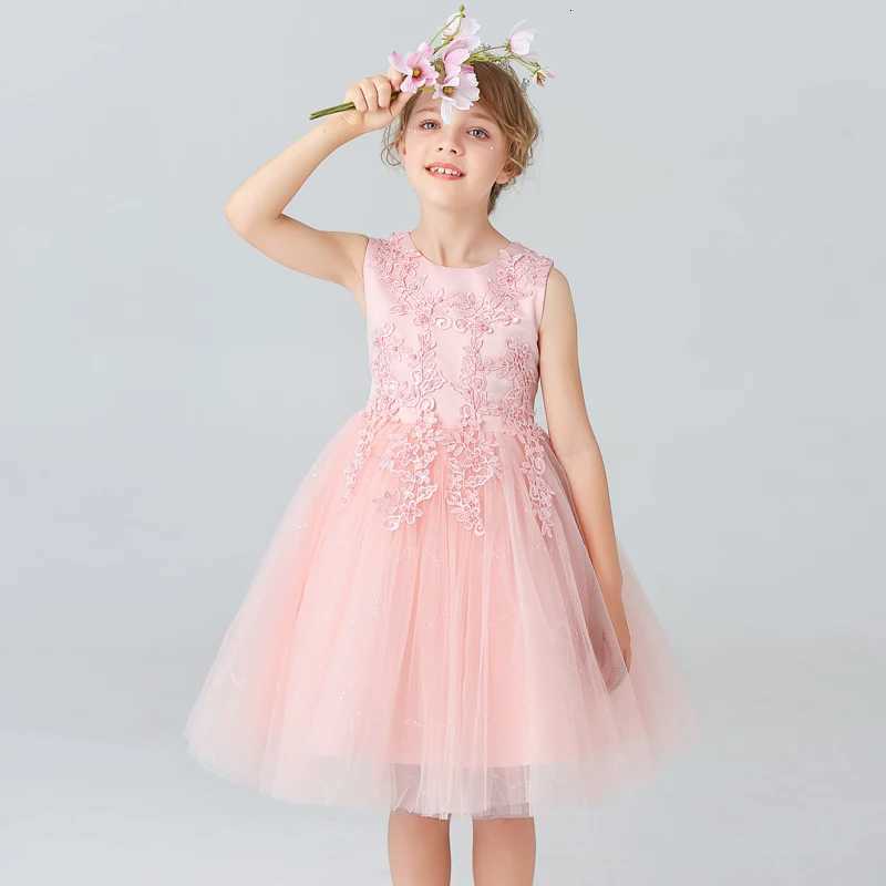 M683 Girls Short Summer Wedding Dress Fluffy Mesh Princess Medium Size Childrens Clothing June 1st Performance Z250904