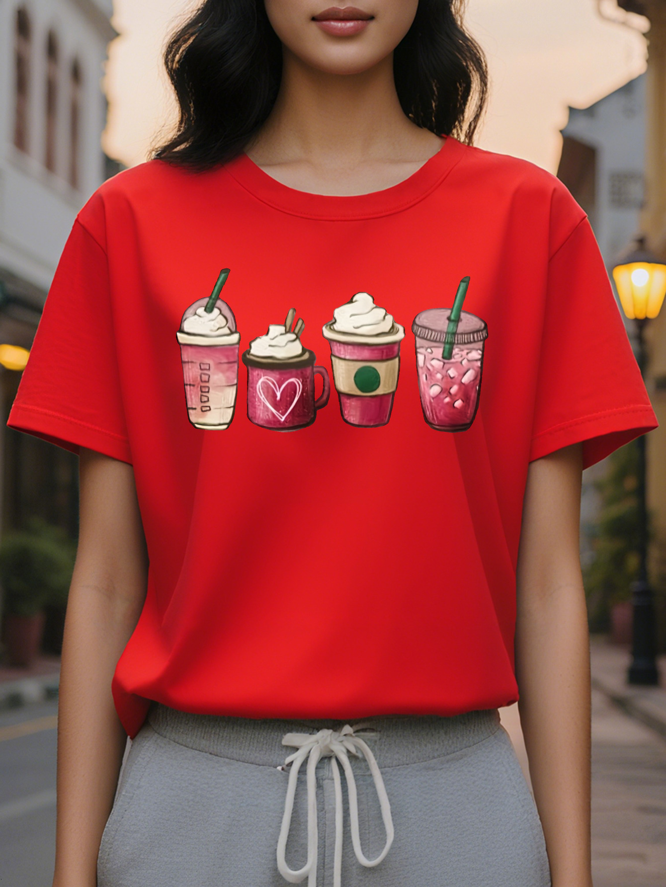 European and American Fashion Letter Print Round Neck T-Shirt