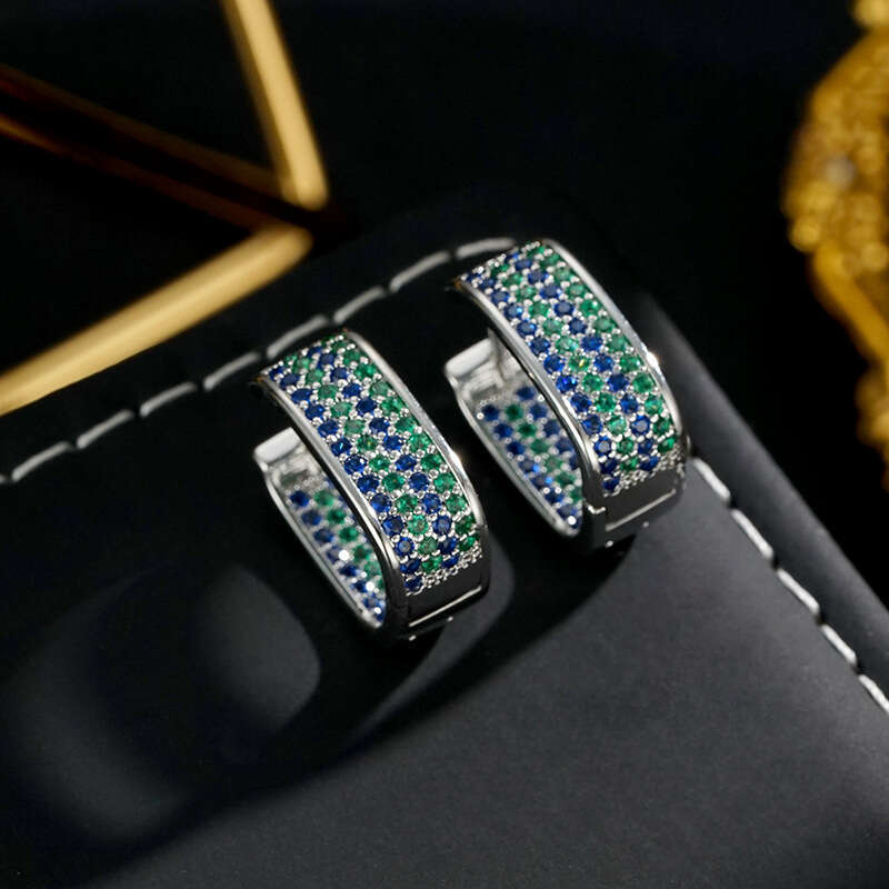 DH collections New European - American Style Luxury - inspired Micro - inlaid Cubic Zirconia Geometric Earrings. These feature a trendy