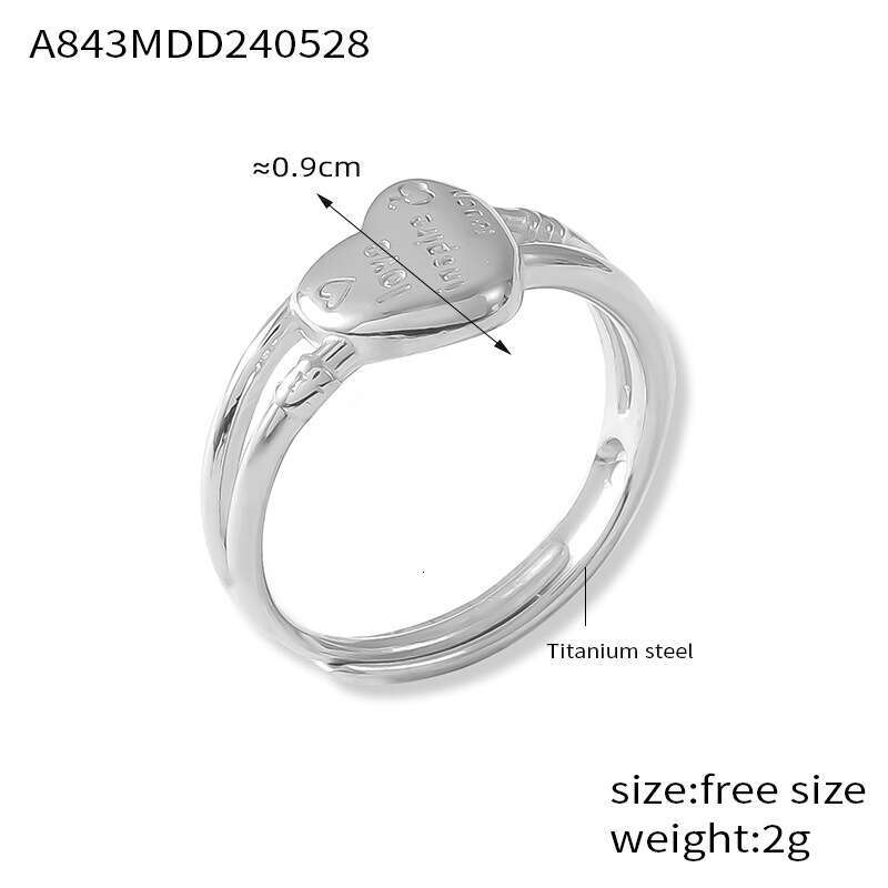 DHcollections Stylish Heart - Shaped Ring for Women: Ins - inspired, Titanium Steel Plated, Open - ended Design