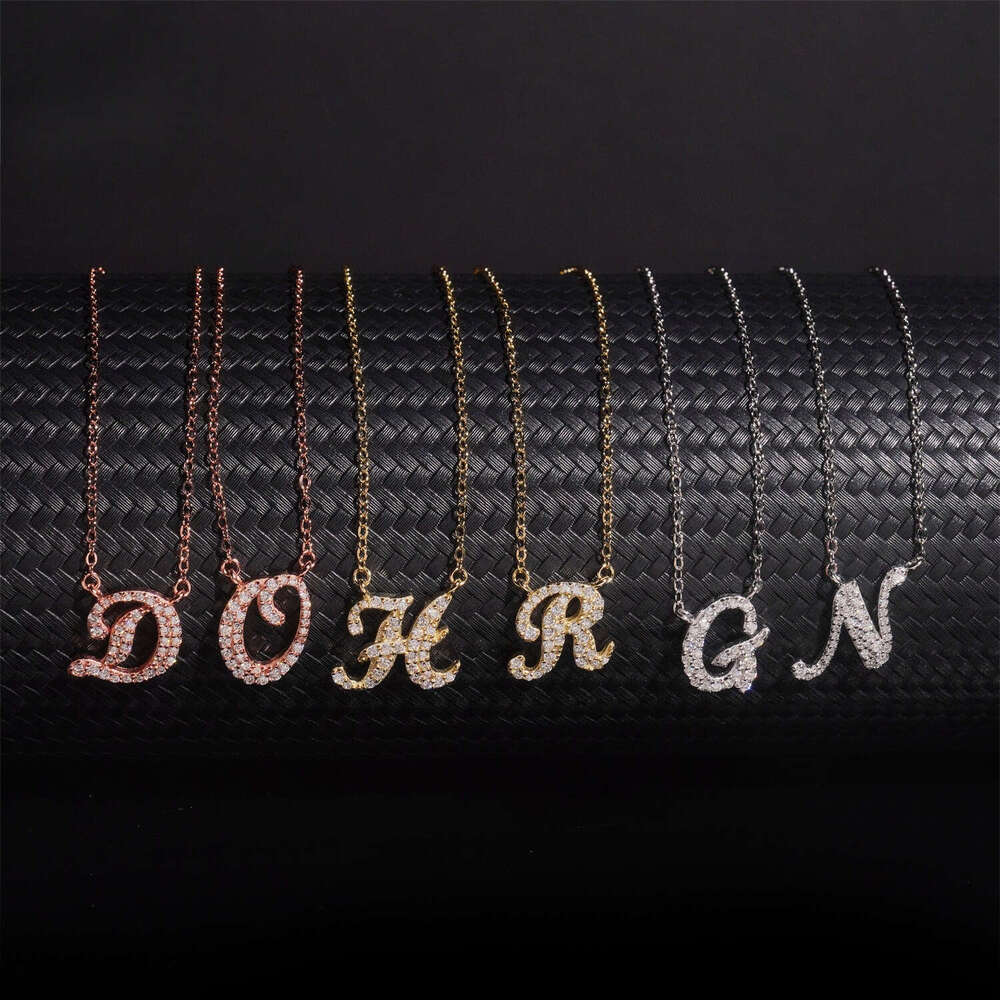 Iced Out Pendant Hip Hop Jewelry Sier Initial VVS Moissanite Letter A-Z Chain Necklace for Men and Women