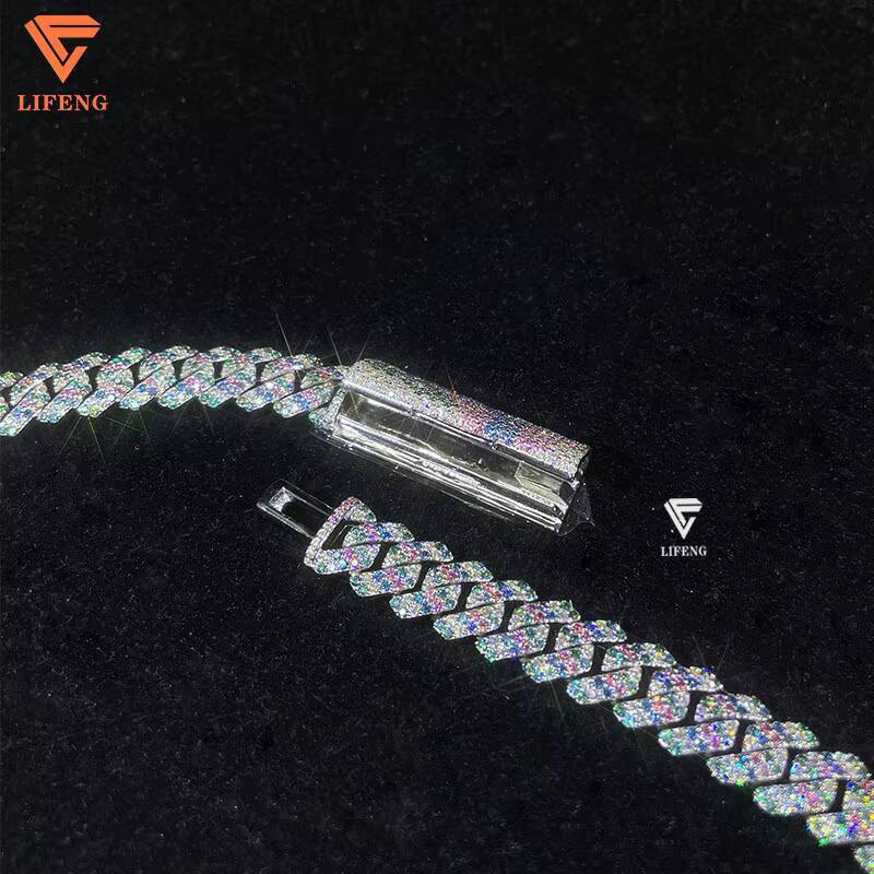 Luxury 925 Sterling Silver Womens Moissanite Necklace Iced Color VVS White Gold Plated Cuban Chain Custom Hip Hop Charm