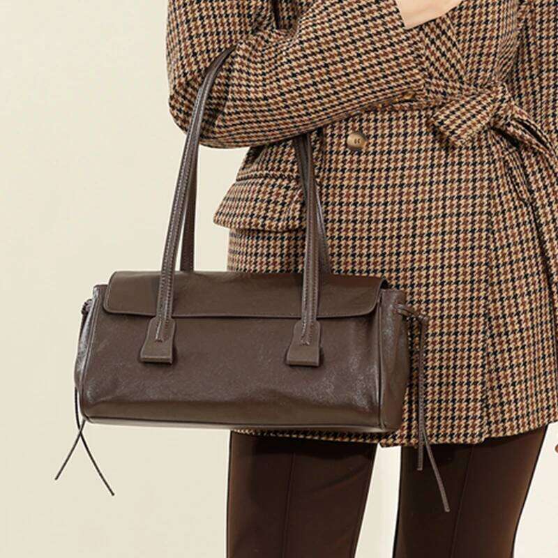 Toptrends Cowhide Genuine Leather Large Underarm Shoulder Bags For Women 2025 Designer Satchel Work Flap Ladies Handbags