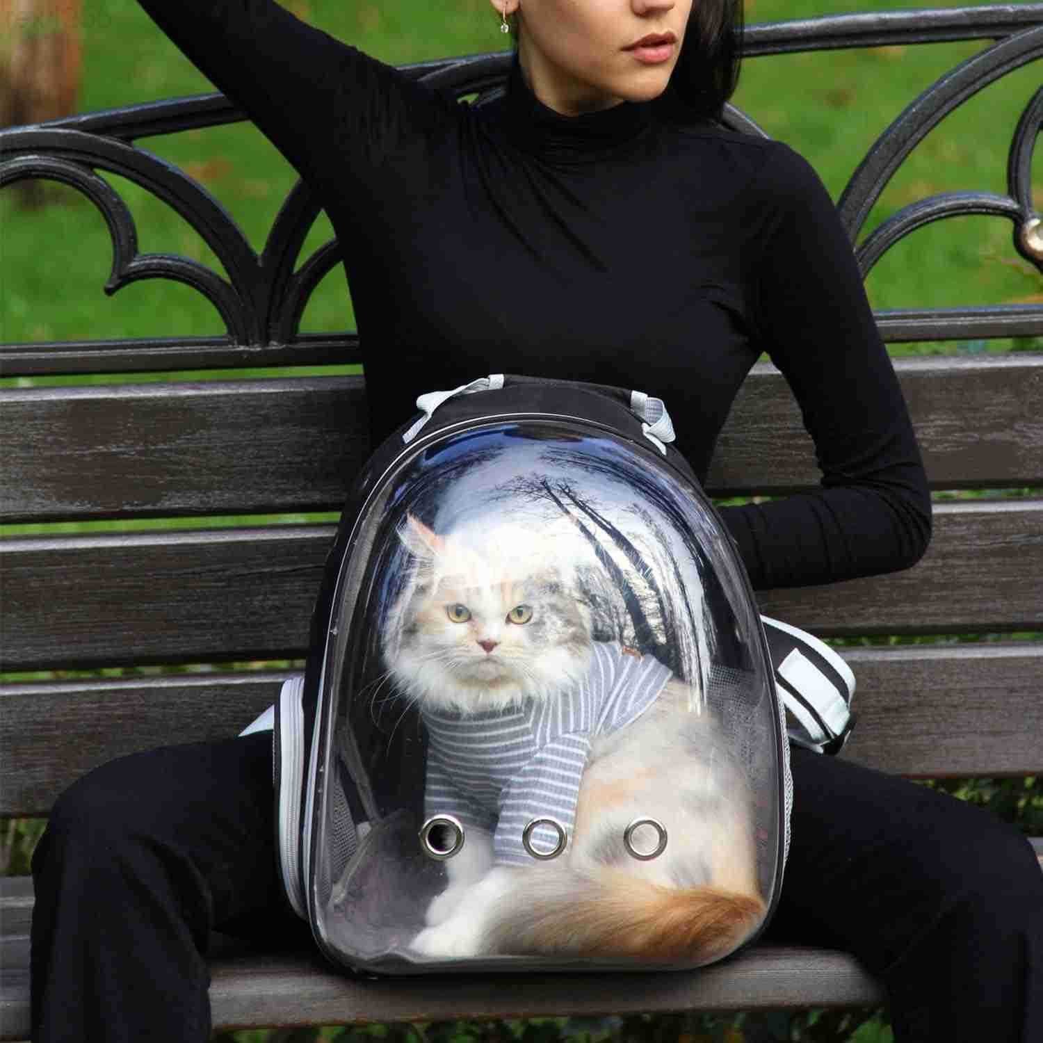 Cat Backpack Carrier Pet Cat Carrier with Ventilated Design for Carrying Puppy Cats Pet Carrier Backpack for TravelingHikingCampingOutdoors Airline Ap