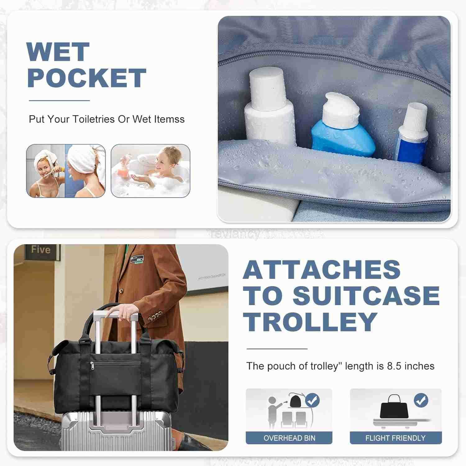 Travel Duffel BagSports Tote Gym BagShoulder Weekender Overnight Bag for WomenW250904