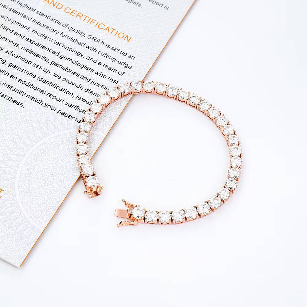 Sparkling 5mm Moissanite Tennis Chain Bracelet High Quality DVVS for Women Men Perfect Wedding Anniversary Gift