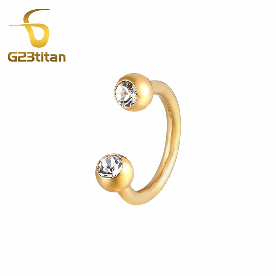 Gold Color Body Jewelry 612mm 16G Hypoallergenic Piercing Curved Barbell Horseshoe Labret Stud Rings for Ear Nose Lip 250903