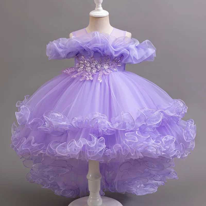 Girl Flower Princess Sequins Baby Wedding Christmas Party Tail Dress Birthday Party Wedding Flower Girl Sweet and Cute Dress Z250904