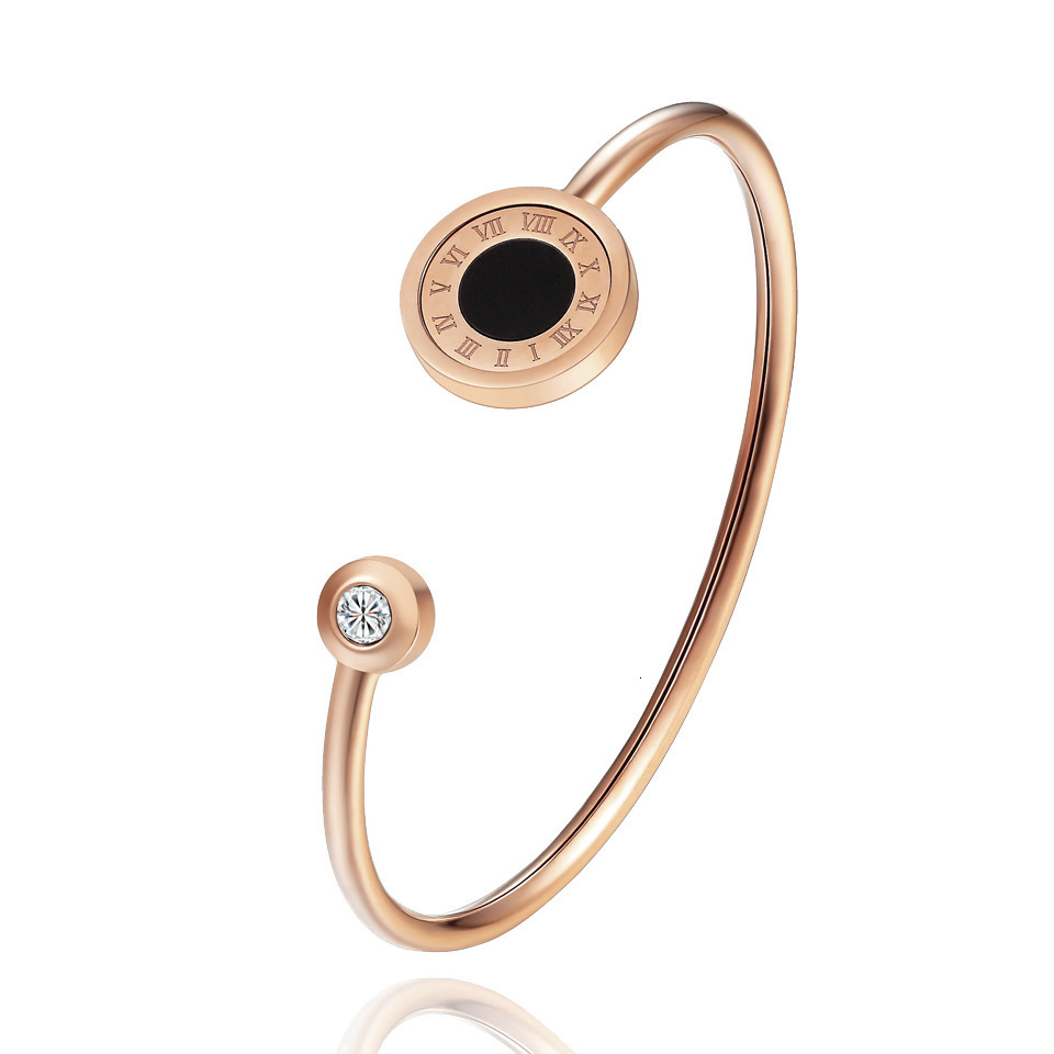 TB BHULAMTE New Designer Jewelry Roman Lettered Agate Shell Rotating Stainless Steel Bracelet Is A Rose Gold Titanium Steel Bracelet For Women