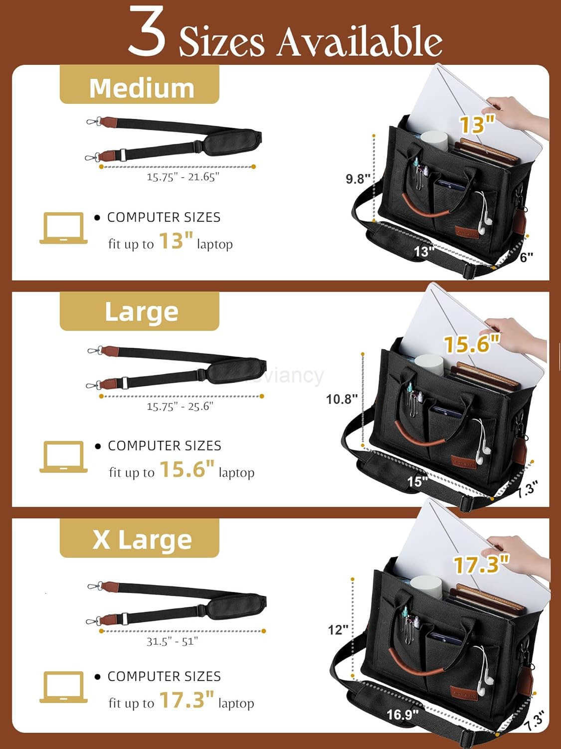 Tote Bag for Women with Zipper Closure Individual Compartments for Work College for Teacher NurseW250904