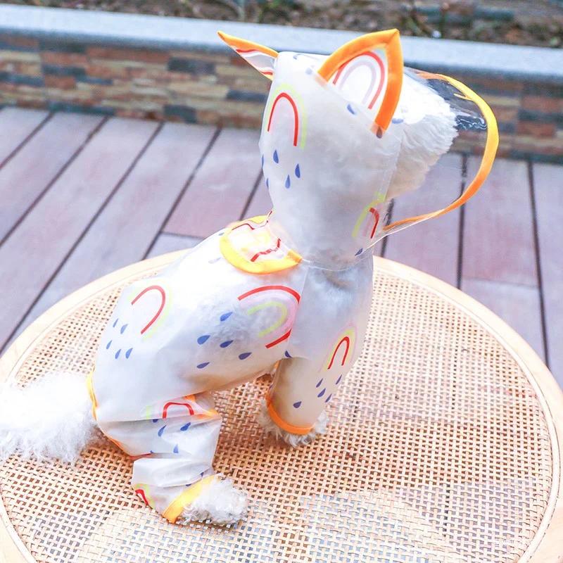 Cute Shape Dog Raincoat Puppy Rain Jacket Full Body with Hat Waterproof Dog Hooded Cloak