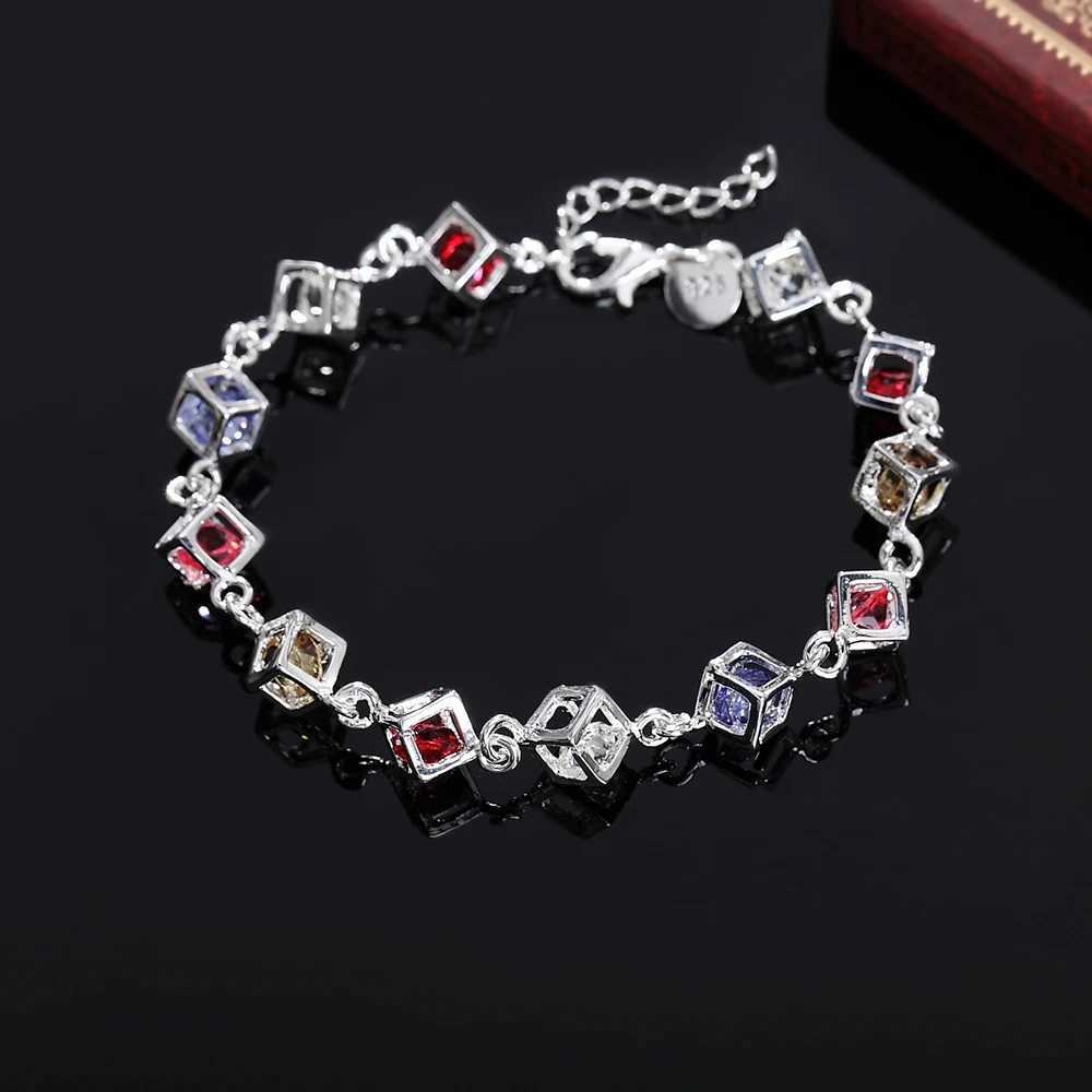 Hot fine 925 Sterling Silver zircon lattice Bracelets for woman Luxury brands jewelry Wedding party Christmas gifts W250904